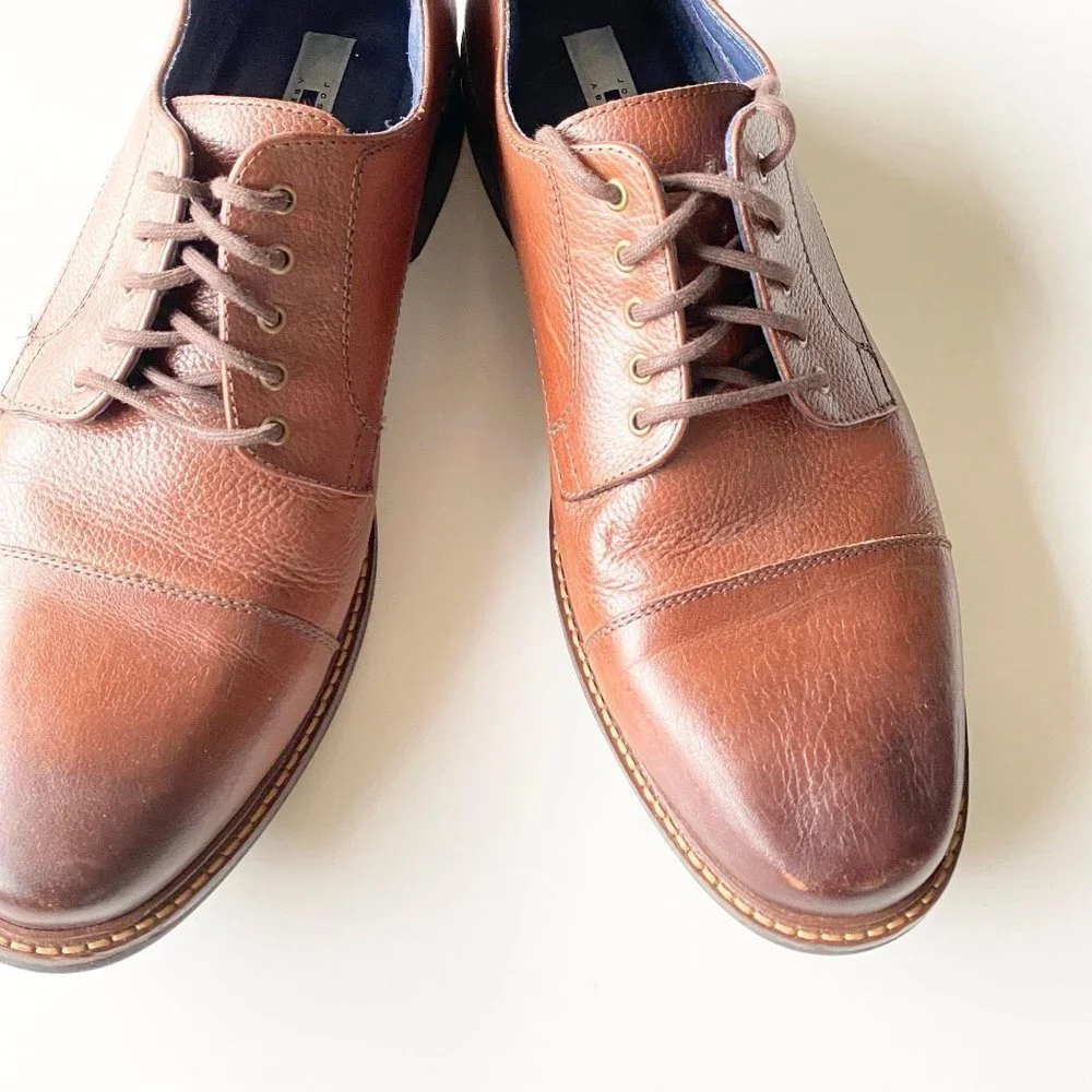 size 12 D shoes mens oxford Joseph Abboud  brown leather lace up ‎ “harold”